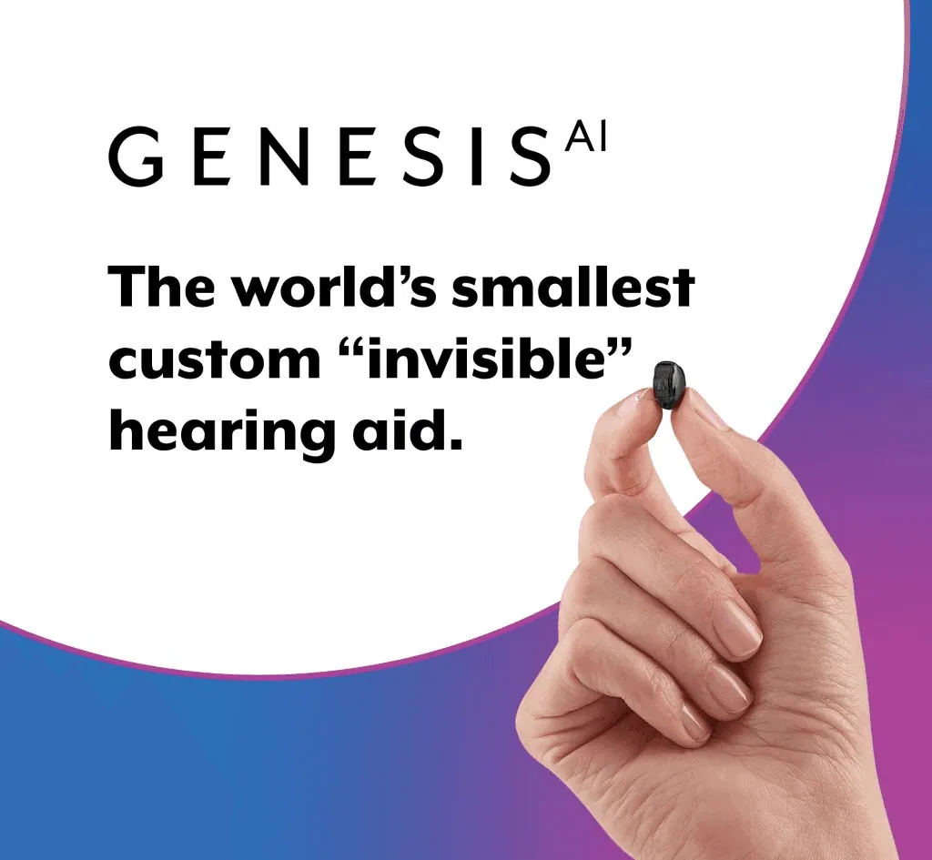 A discreet modern hearing aid, of the kind that can help with tinnitus