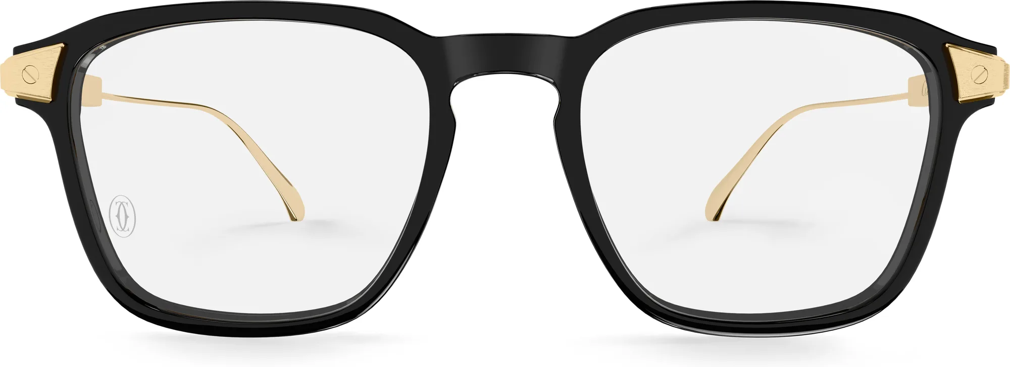 Cartier CT0611O colour 001, front view. Santos de Cartier square optical frame from the official SS26 selection.