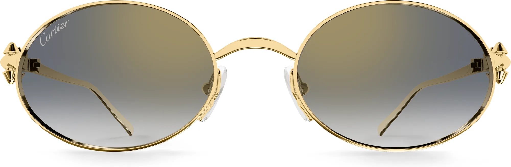 Cartier CT0644S colour 001, front view. Clash de Cartier oval sunglasses from the official SS26 selection.