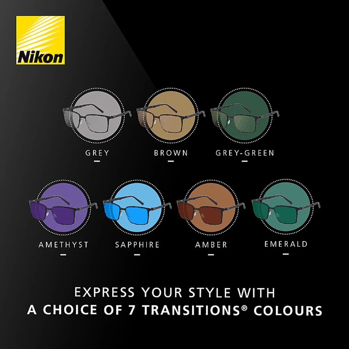 Nikon light-adaptive Transitions lenses that change with the light