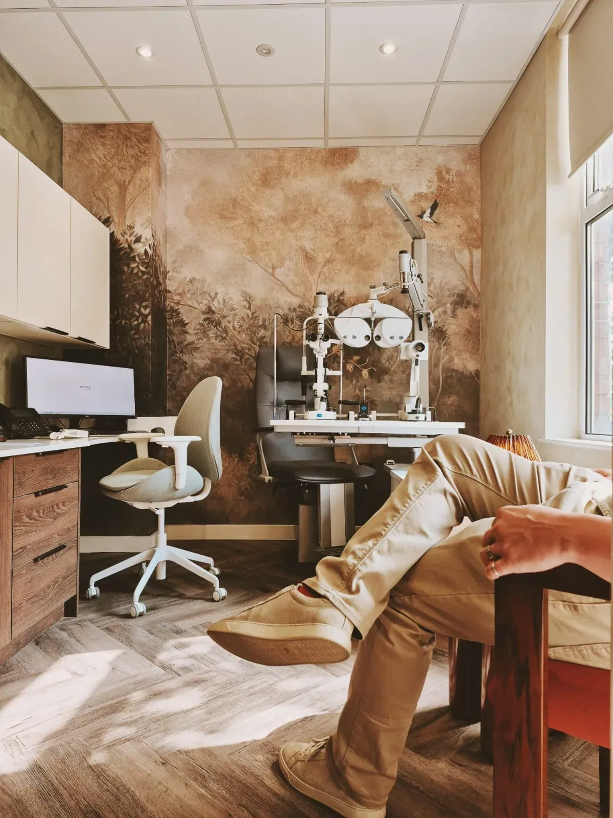 A STOTTS. optician test room, set up for a thorough eye examination
